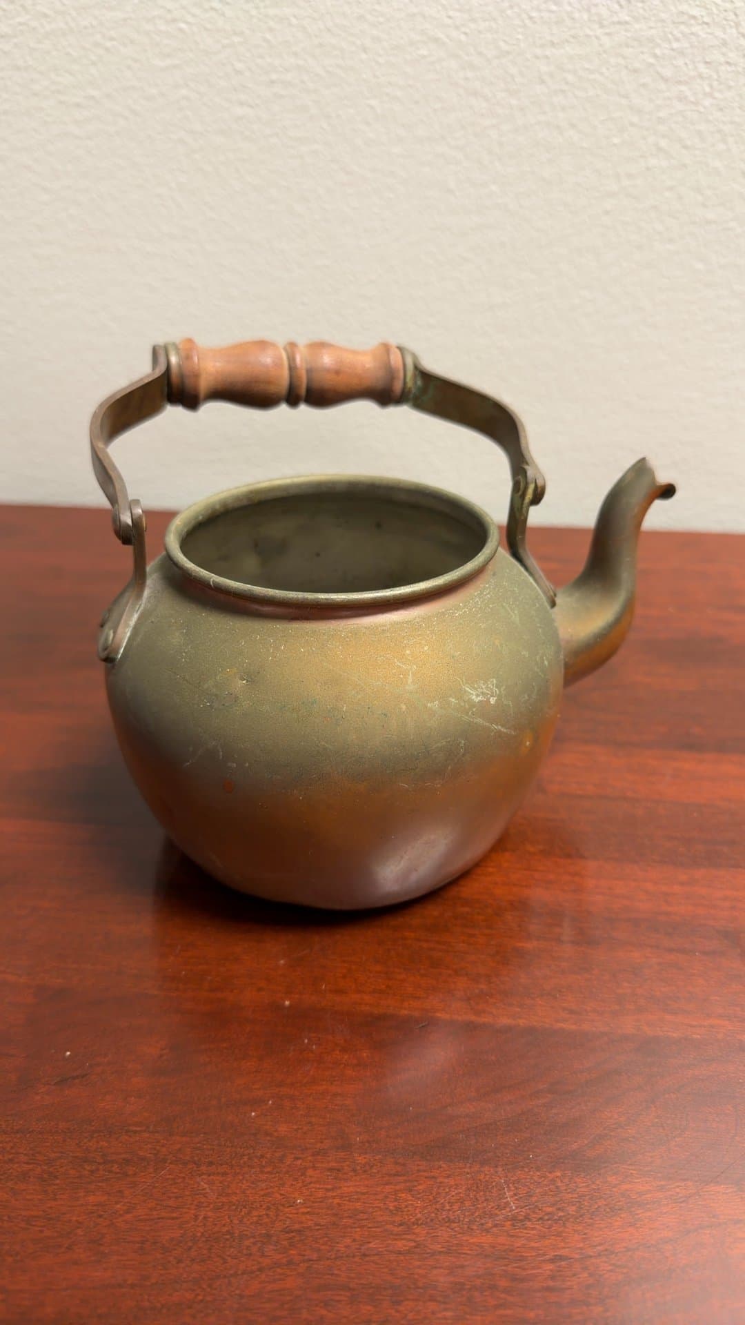 Vintage Brass Teapot with Wooden Handle - Image 1