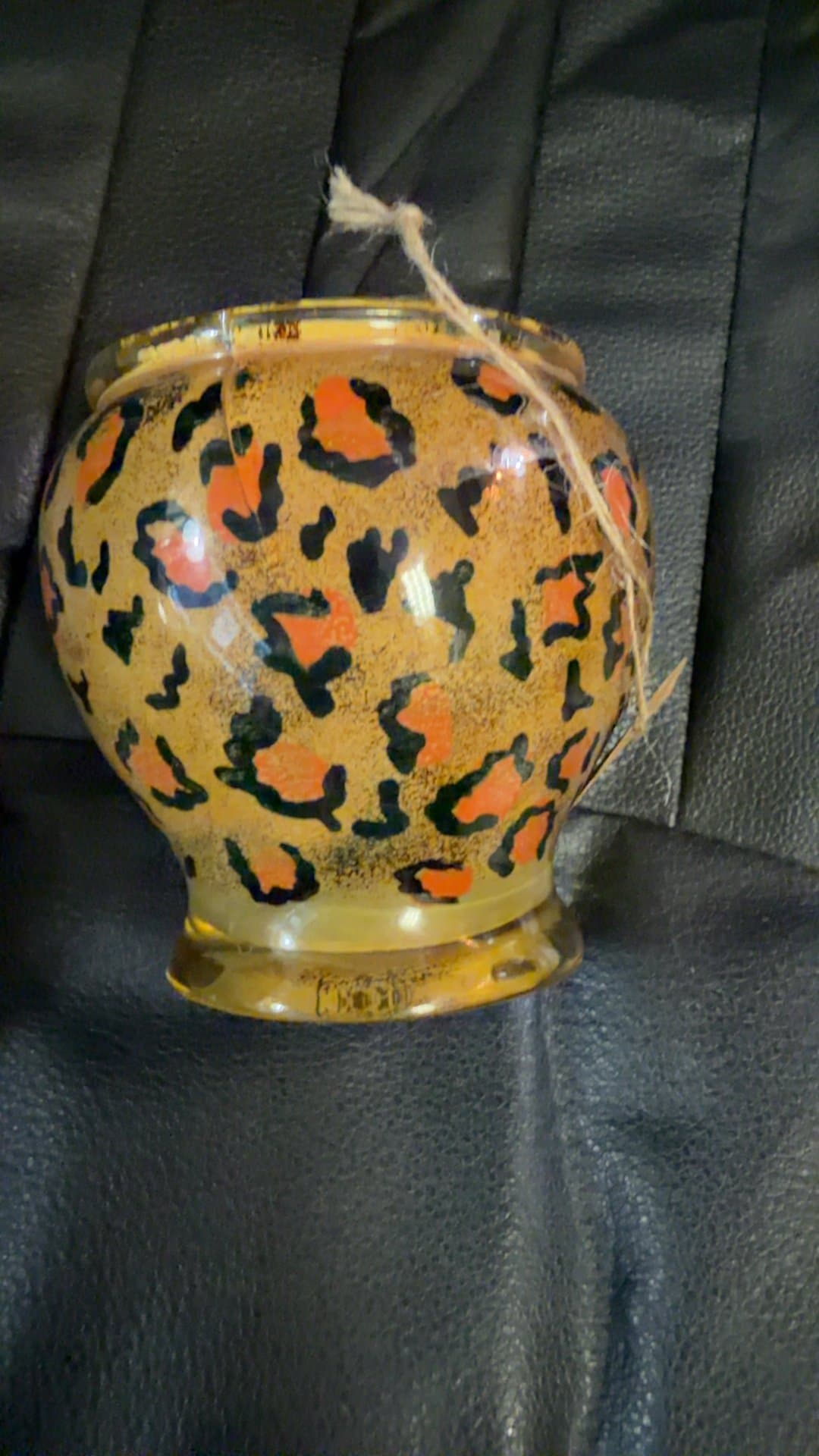 Leopard Print Earthenware Candle Holder - Image 1