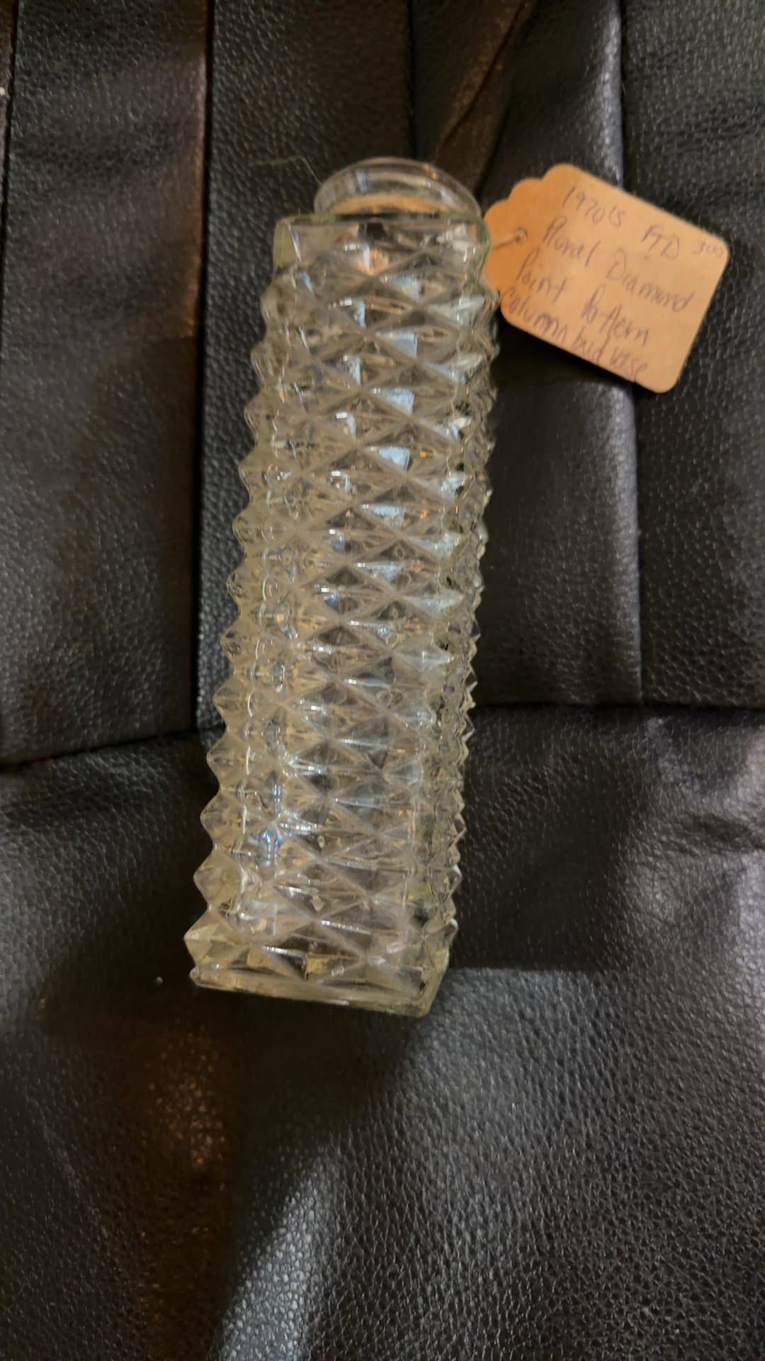 1970s FTD Floral Diamond Point Pattern Column Bud Vase - Image 1