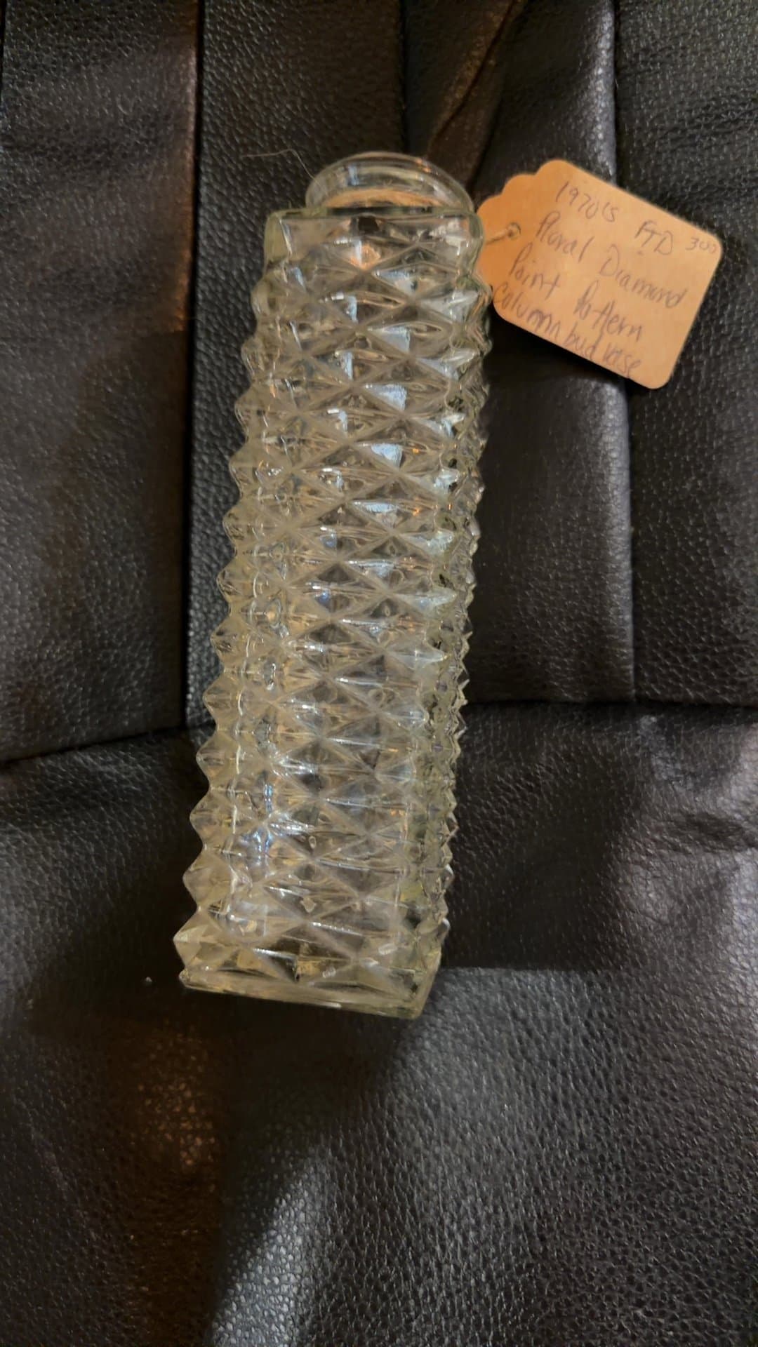 1970s FTD Floral Diamond Point Pattern Column Bud Vase - Image 1
