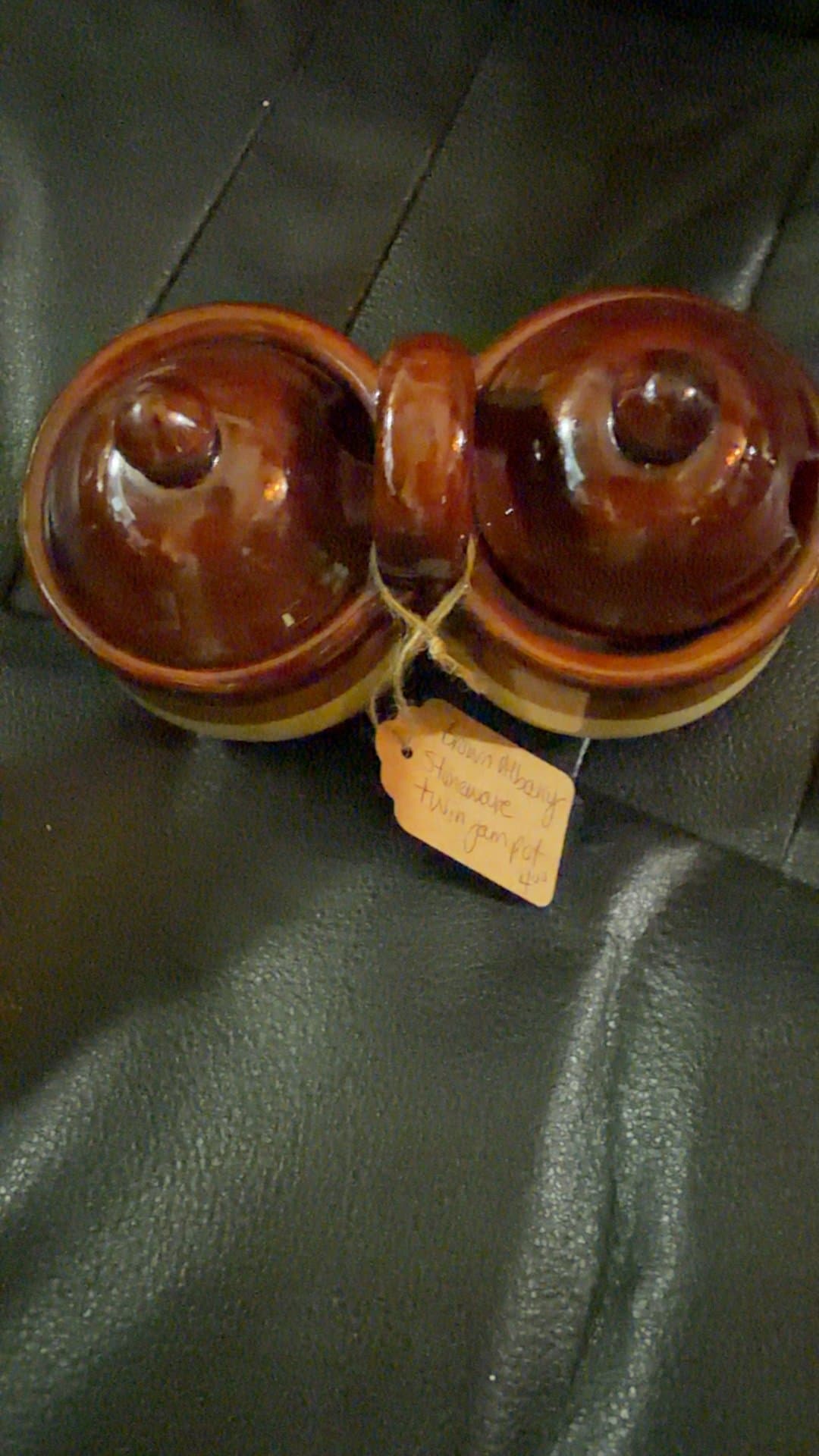 Brown Albany Stoneware Twin Jam Pot - Image 1
