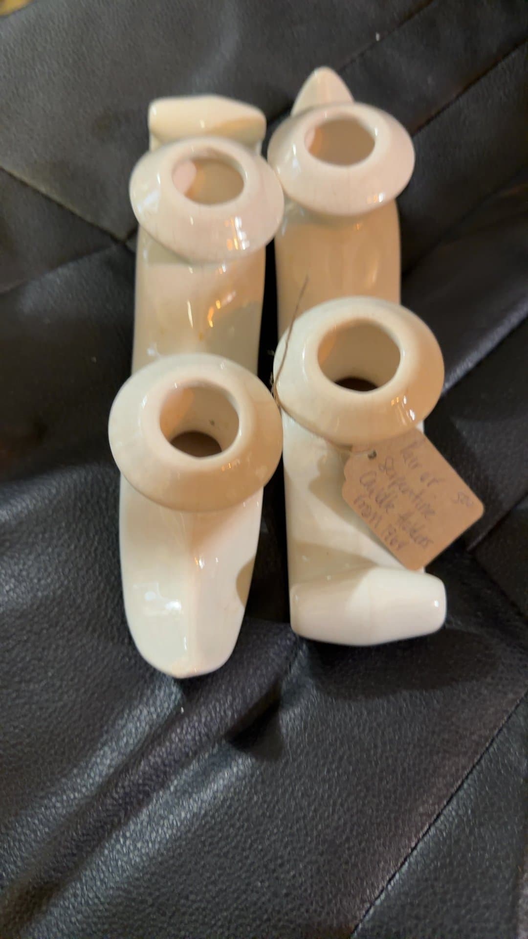 Pair of Serpentine Candle Holders from 1964 - Image 1