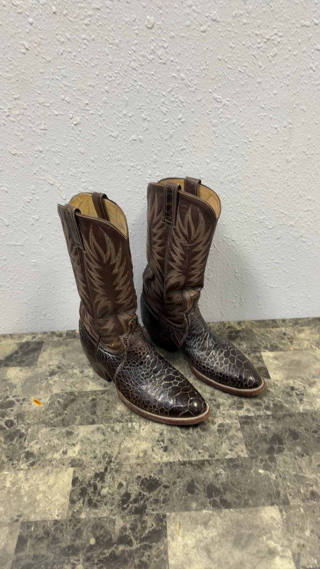 Men's Vintage Exotic Sea Turtle Skin Western Cowboy Boots - Image 1