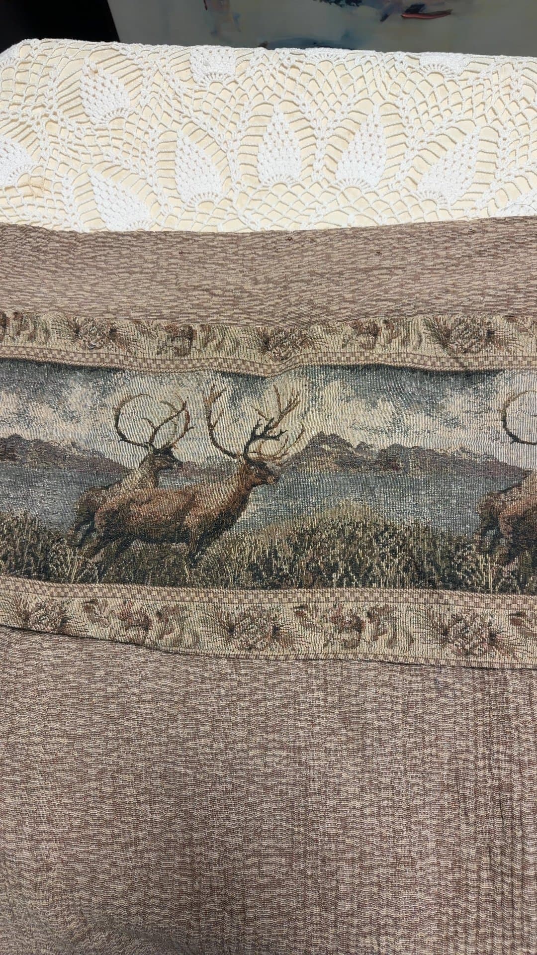 Vintage Tapestry Deer Valance Curtain - Image 1