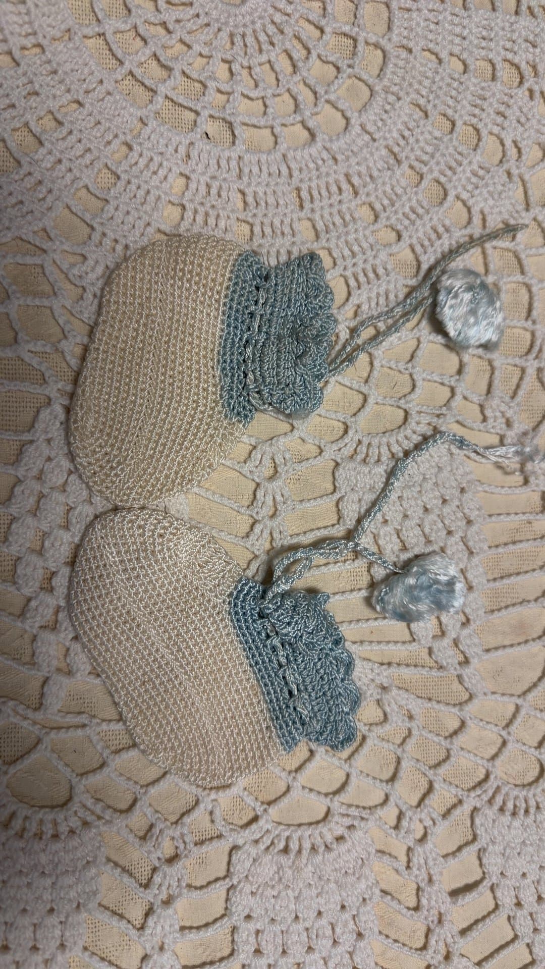 Vintage Handmade Crocheted Baby Booties - Image 1