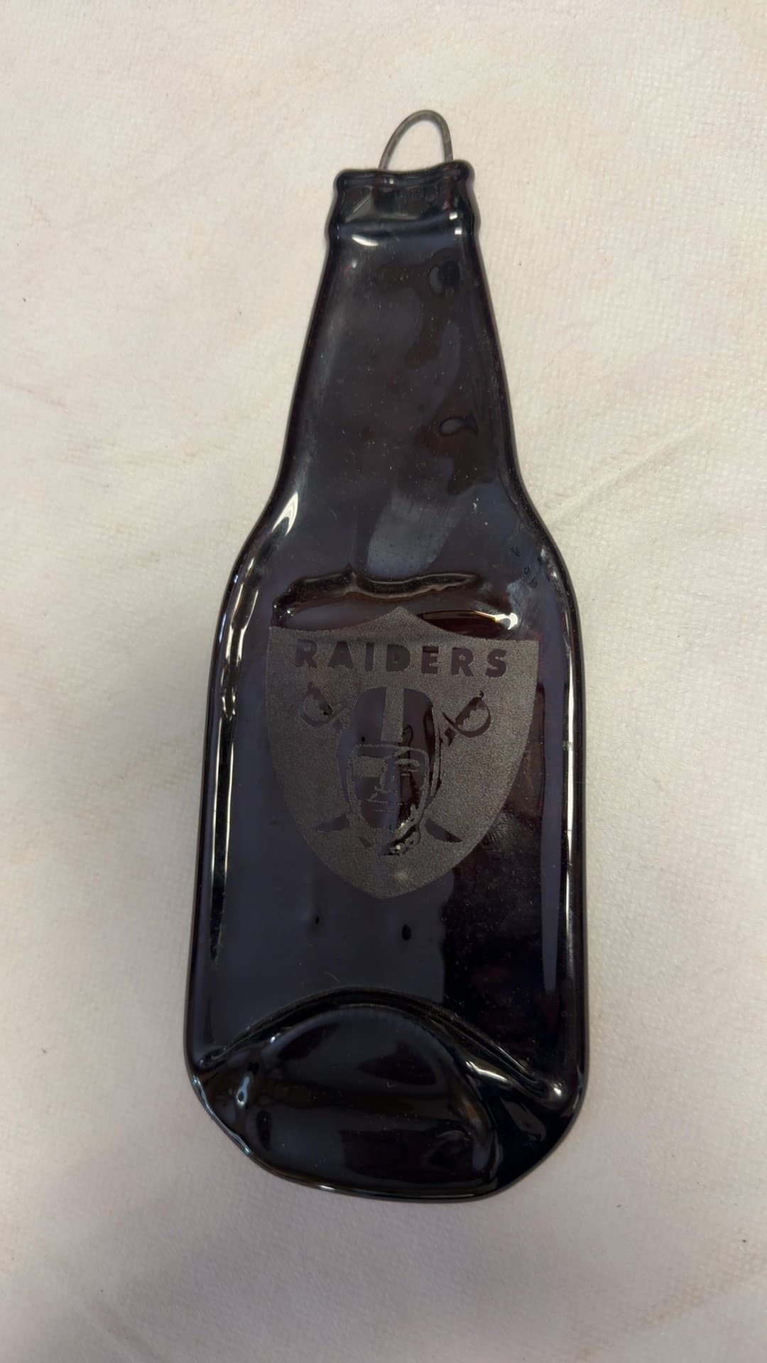 Melted Glass Bottle Oakland Raiders Wall Hanging Decor - Image 1