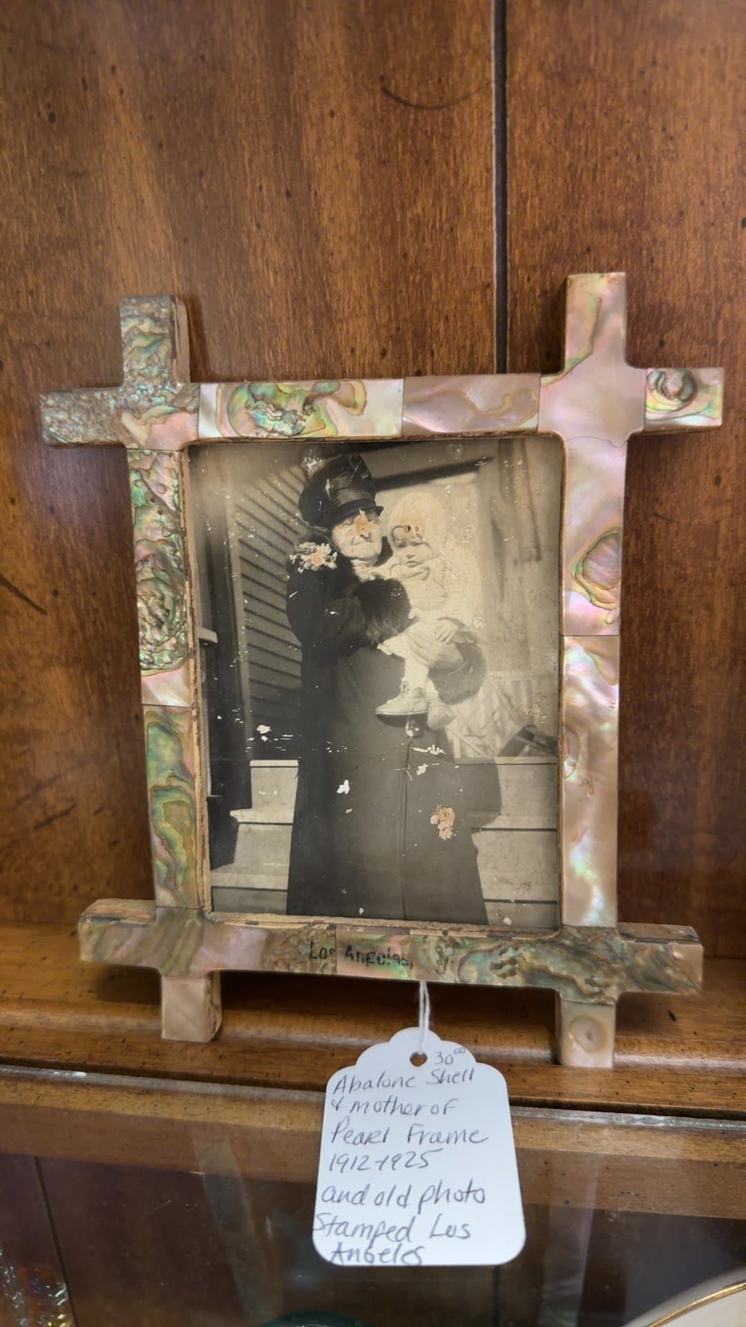 Abalone Shell and Mother of Pearl Frame with Vintage Photograph - Image 1