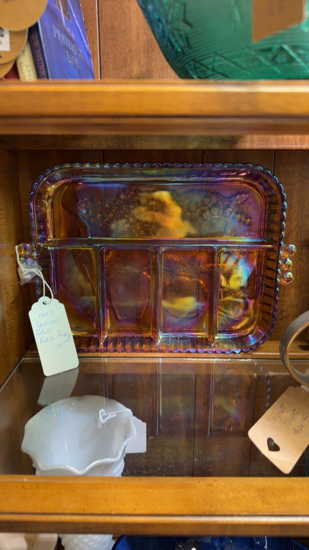 1970s Carnival Glass Relish Tray - Image 1