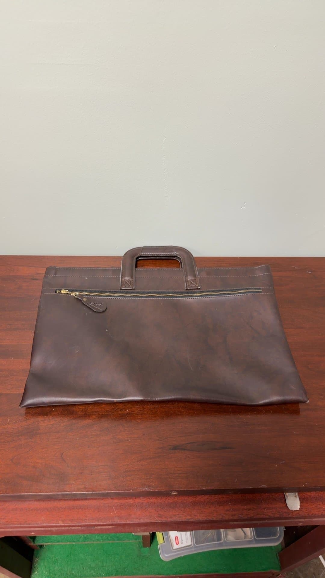 Leather Briefcase with Zipper - Image 1