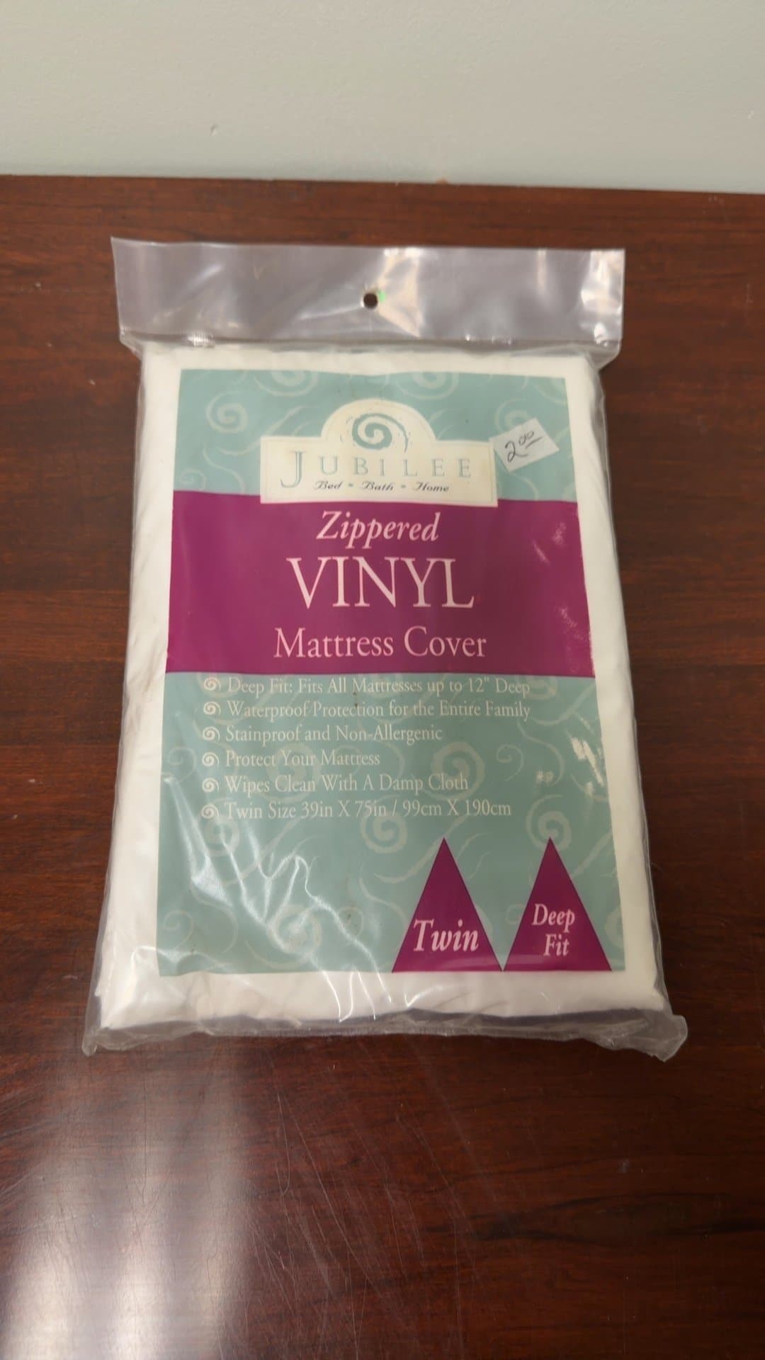 Jubilee Zippered Vinyl Mattress Cover - Twin Size - Image 1