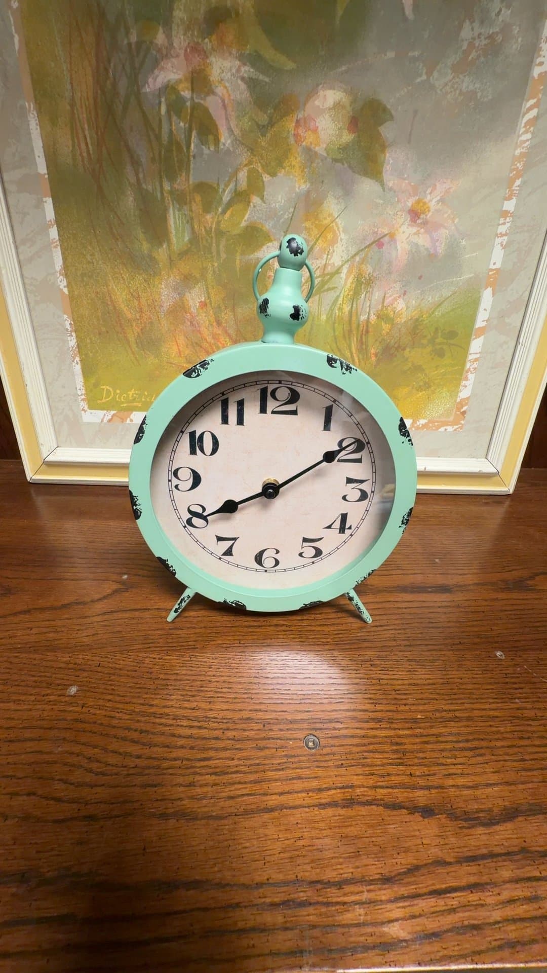 Vintage-Style Mint Green Quartz Clock - Image 1