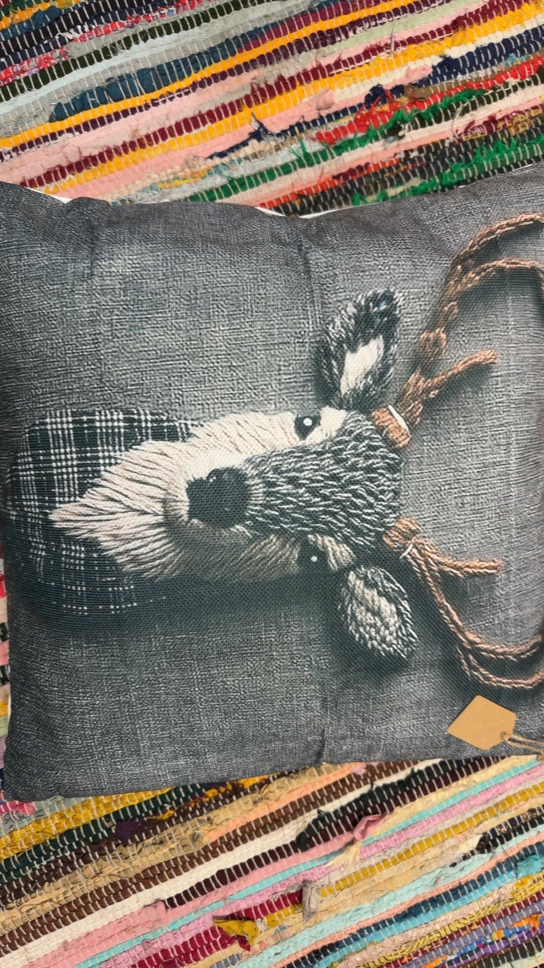 Woven Deer Design Throw Pillow - Image 1