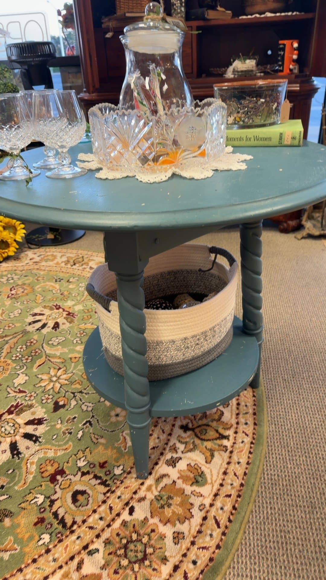 Vintage Round Blue Coffee Table - Image 1