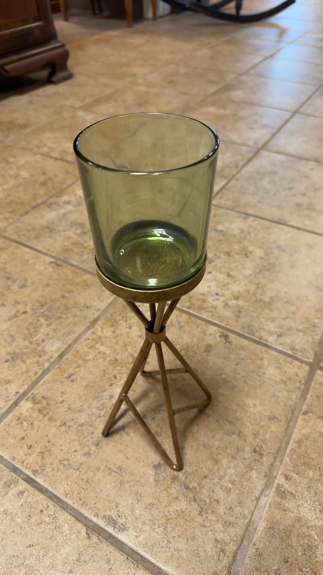 Glass Candle Holder with Metal Stand - Image 1