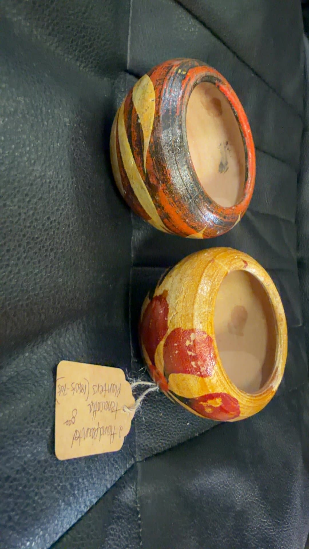 Vintage Handpainted Terracotta Planters (1960s-70s) - Image 1