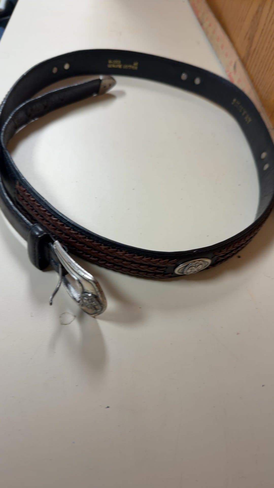 Sentry Genuine Leather Belt with Golf Theme Silver Color Buckle and Decor - Image 1