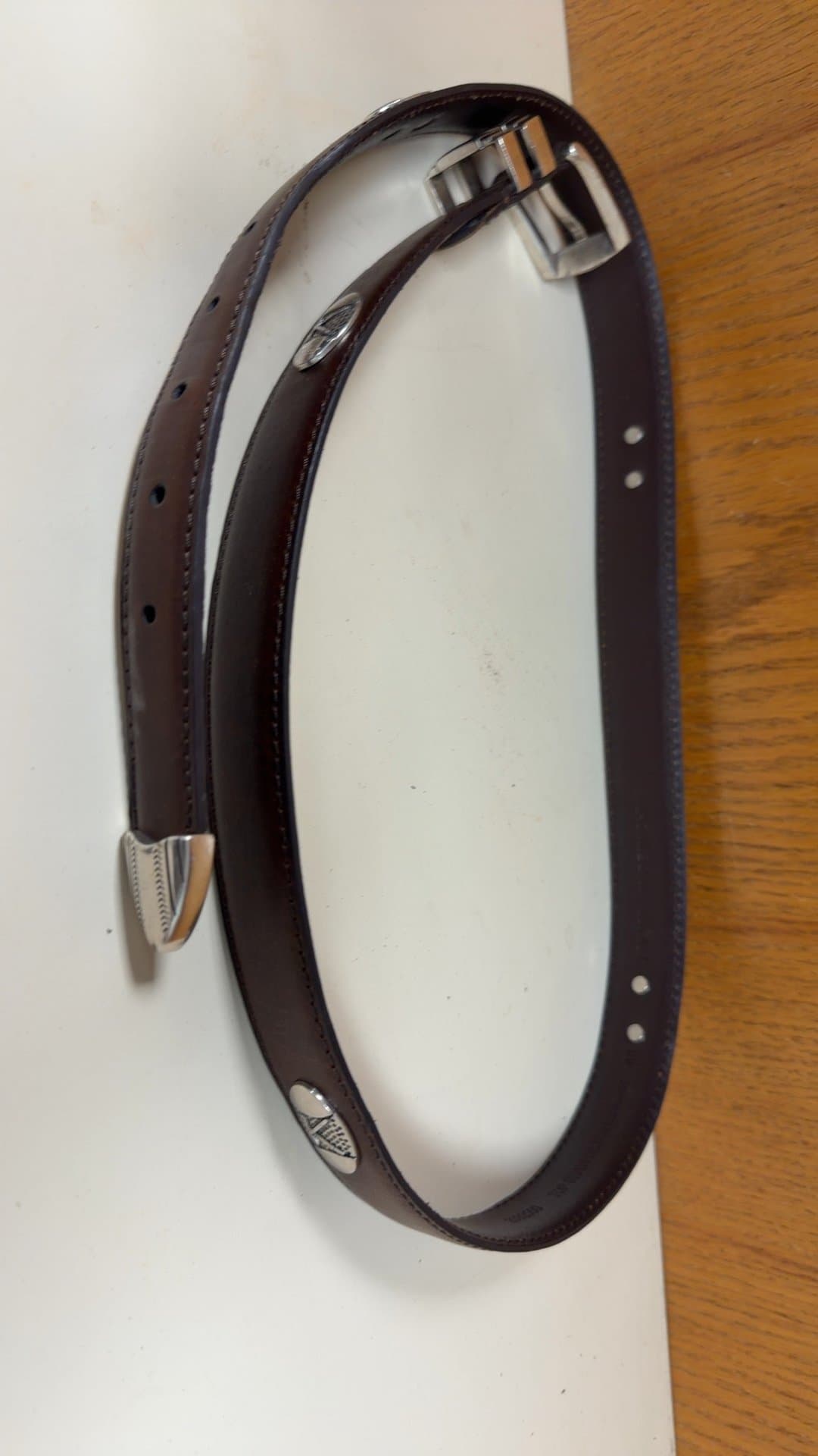 Brown Leather Belt with Silver Golf Club Accents - Image 1
