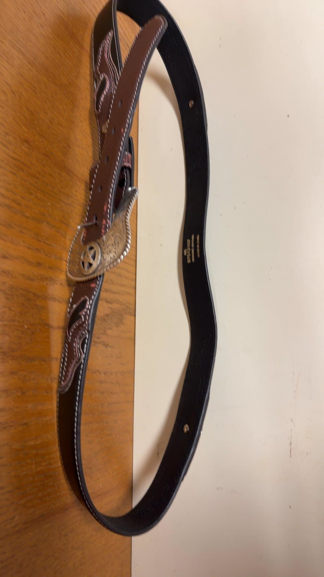 Cavender's Western Leather Belt with Star Buckle - Image 1