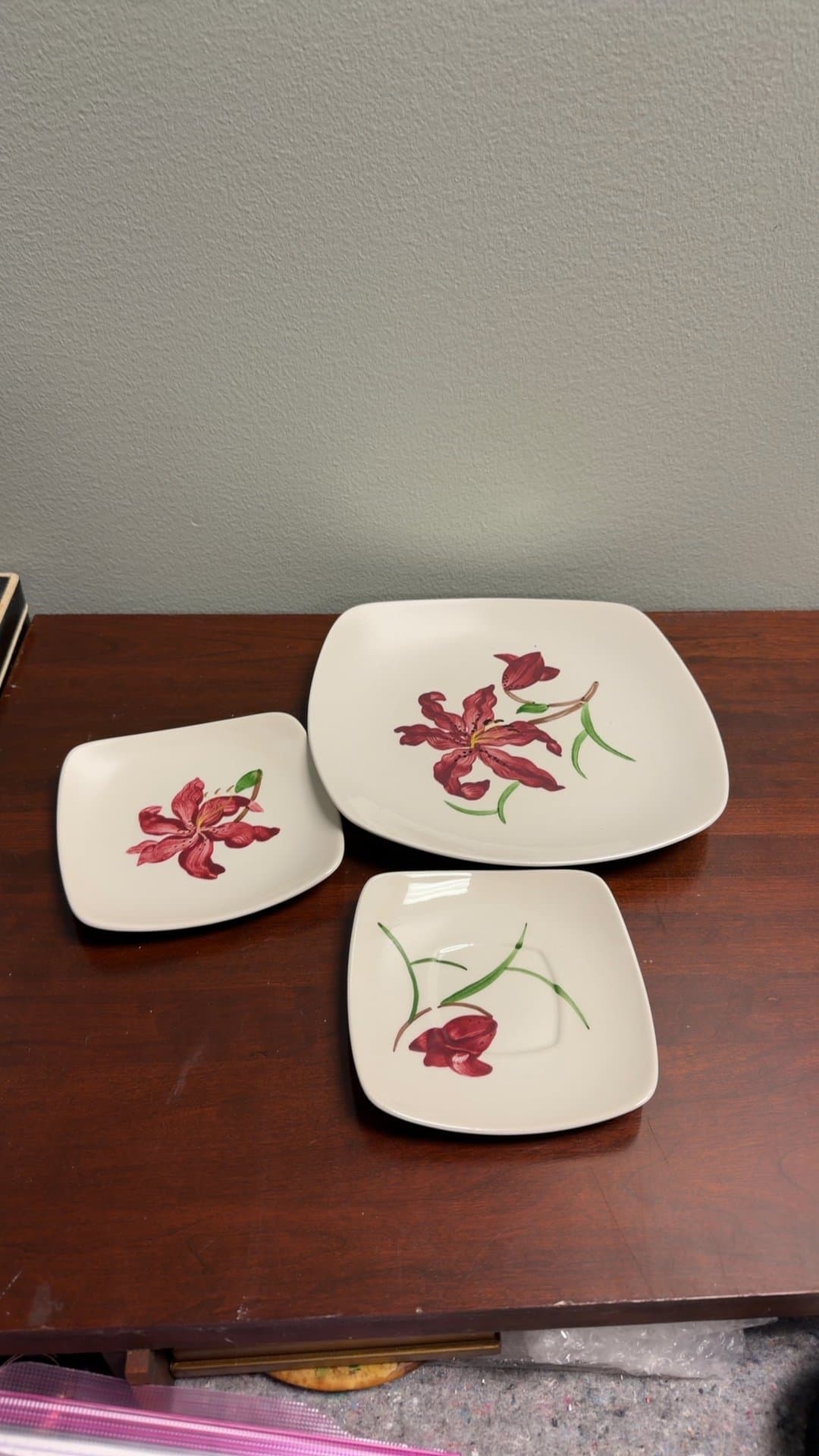Orchard Ware Hand Decorated Floral Plates Set - Image 1