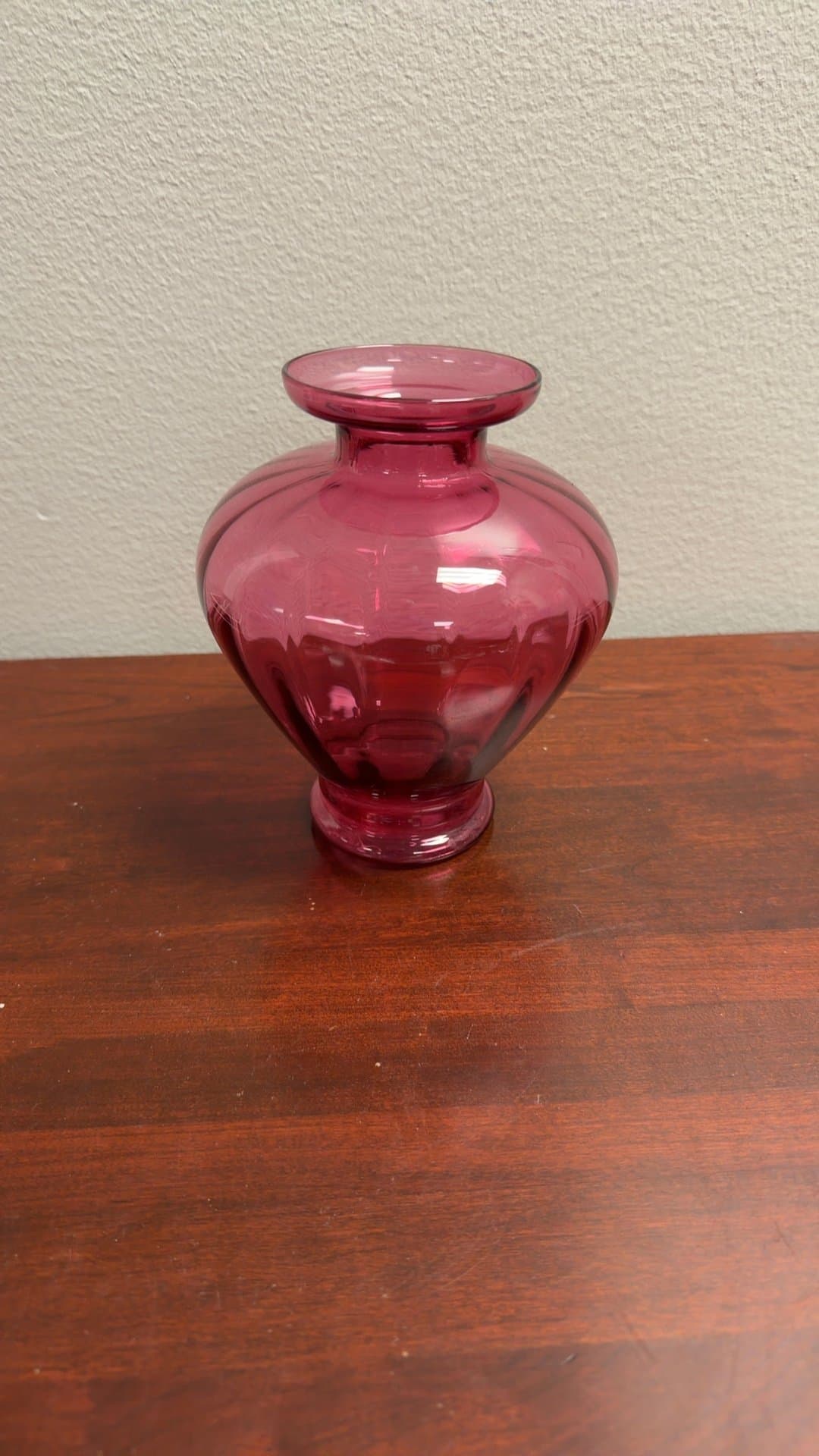 Vintage Pink Glass Vase - Image 1