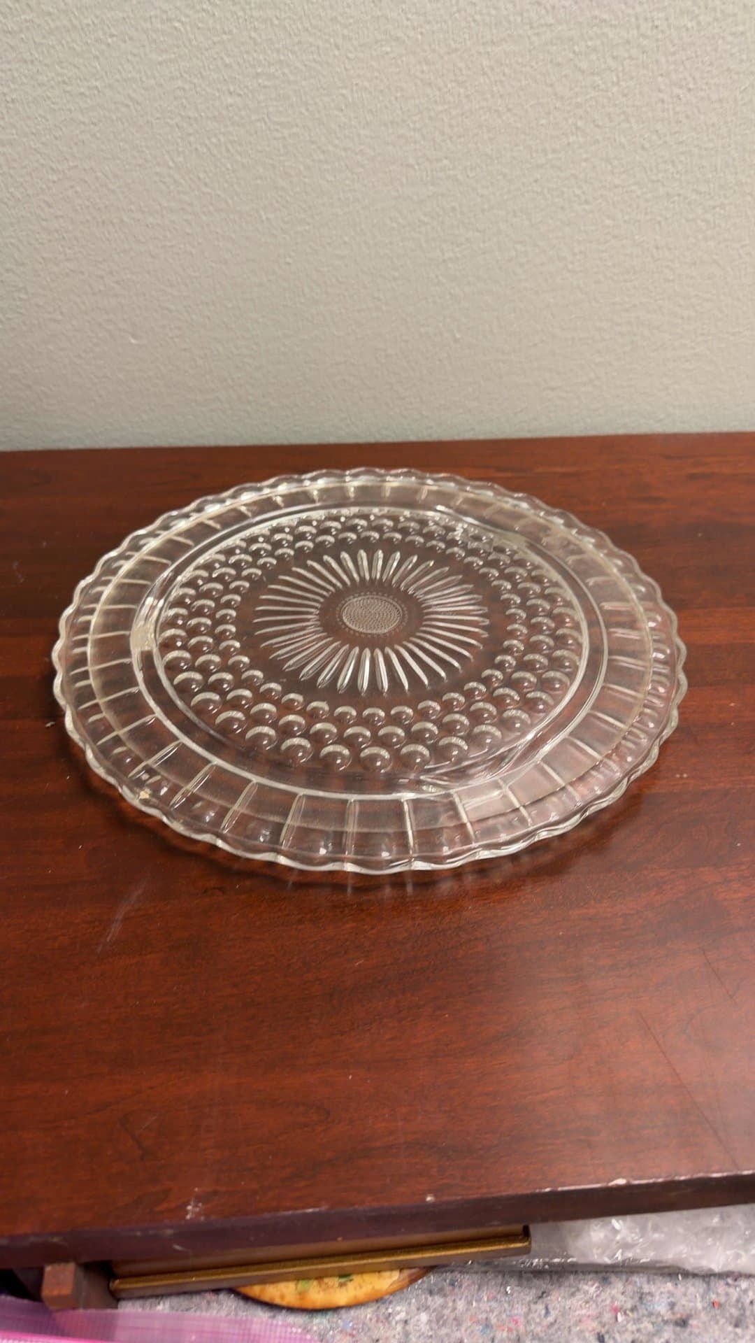 Vintage Clear Glass Serving Plate - Image 1