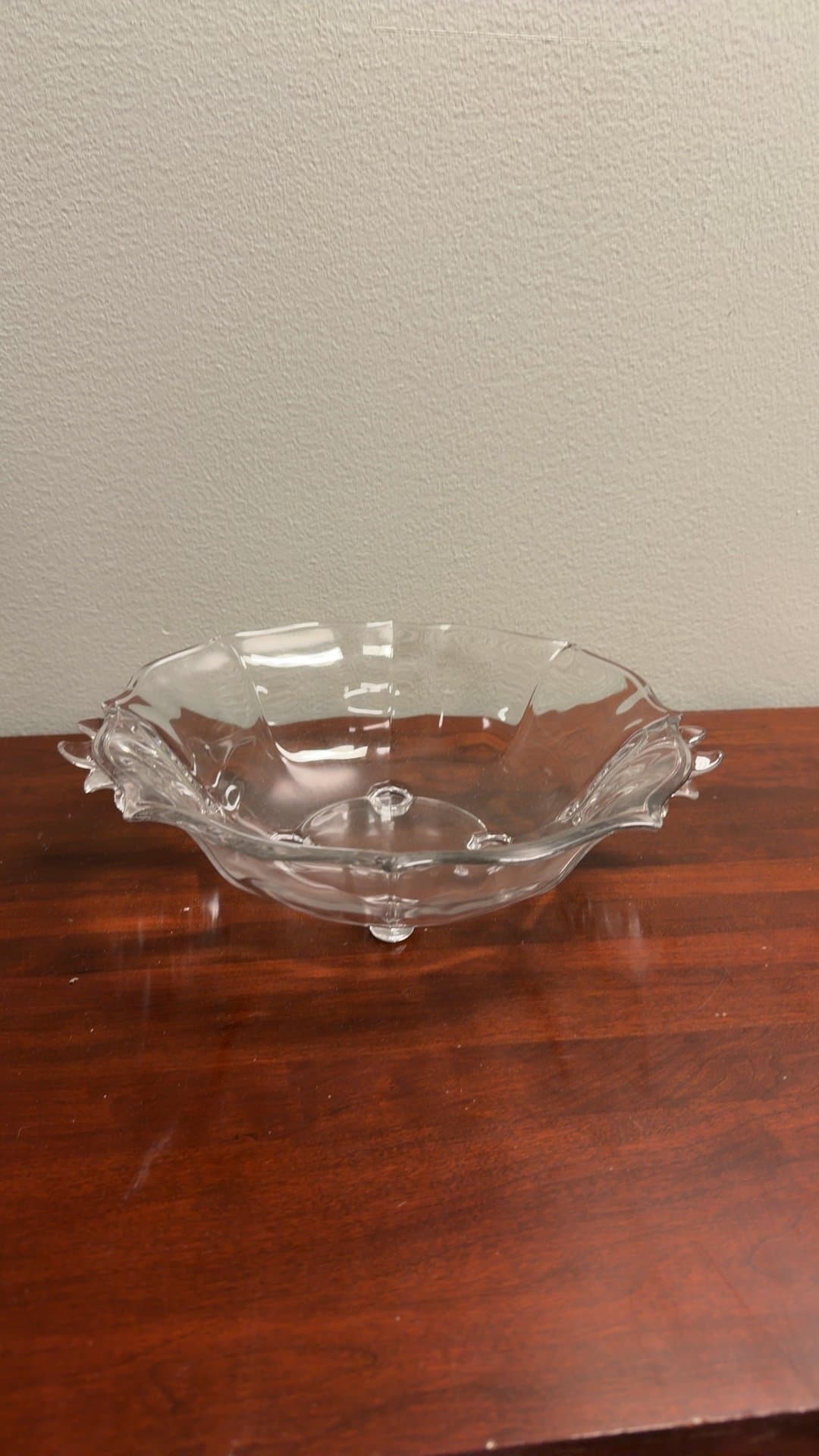Vintage Clear Glass Serving Bowl - Image 1