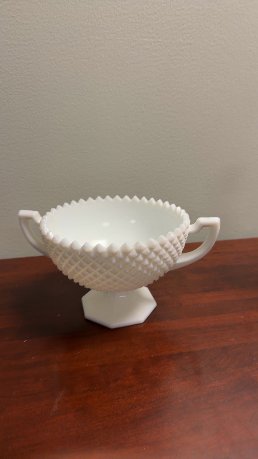 Vintage Milk Glass Hobnail Bowl - Image 1