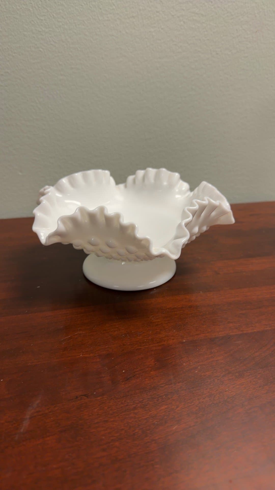 White Hobnail Milk Glass Compote Bowl - Image 1