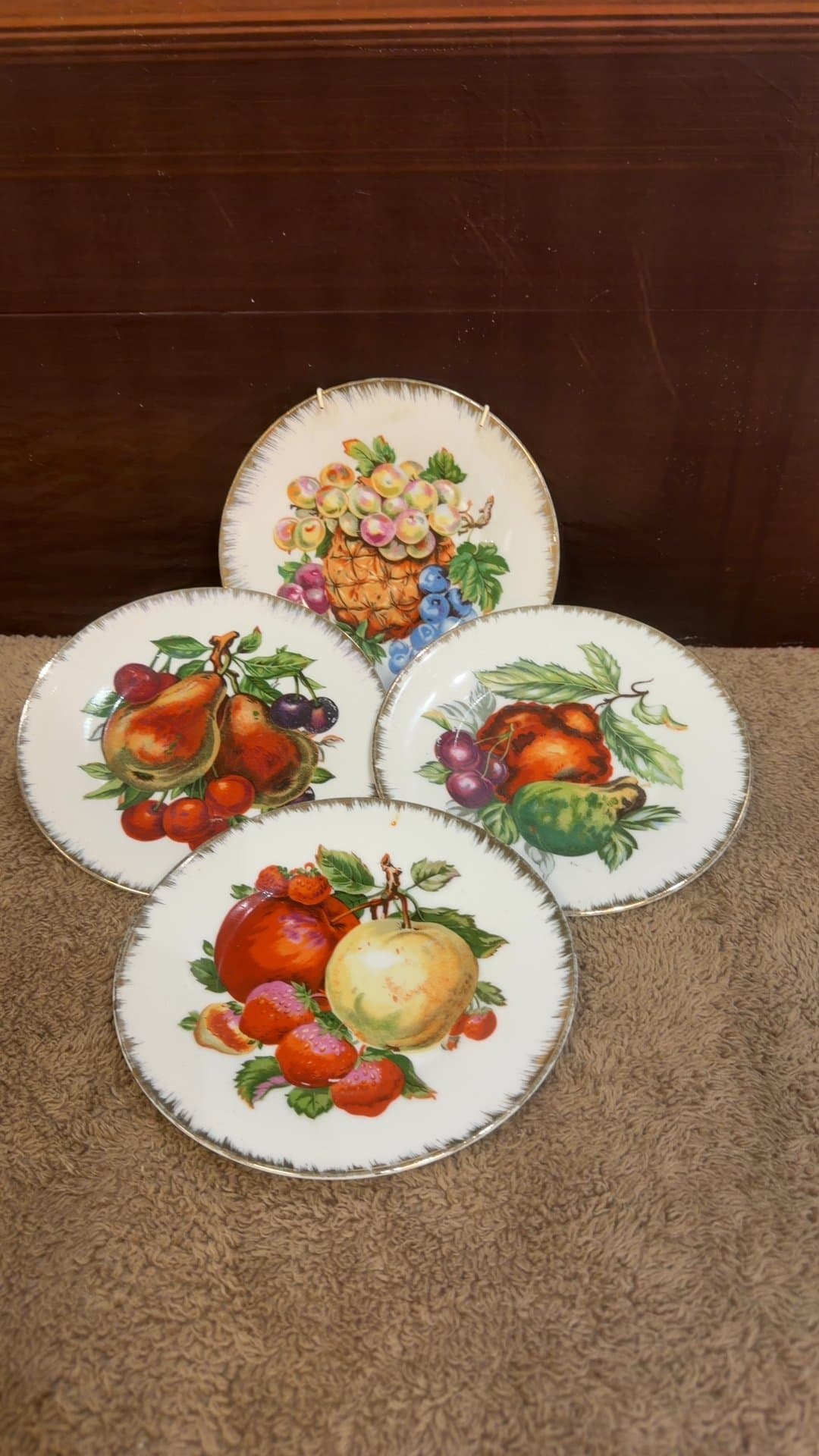 Vintage Japanese Ceramic Fruit Decorative Wall Plates - Set of 4 - Image 1
