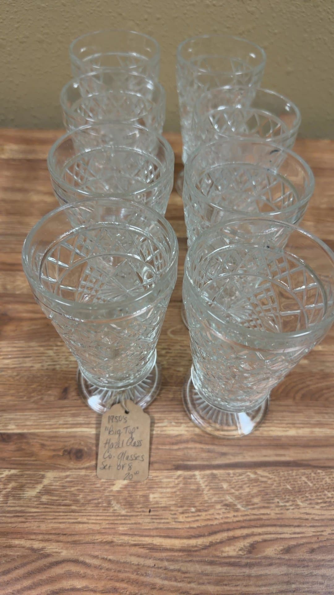 1950s Hazel Glass Co. 'Big Top' Glasses Set of 8 - Image 1