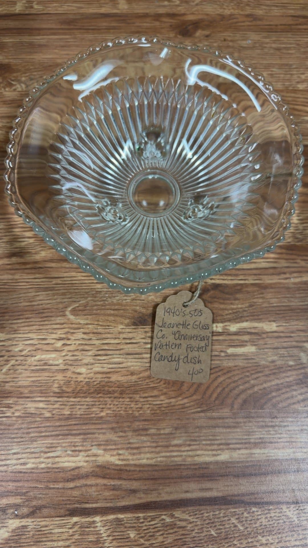 Jeannette Glass Co. 'Anniversary' Pattern Footed Candy Dish - Image 1