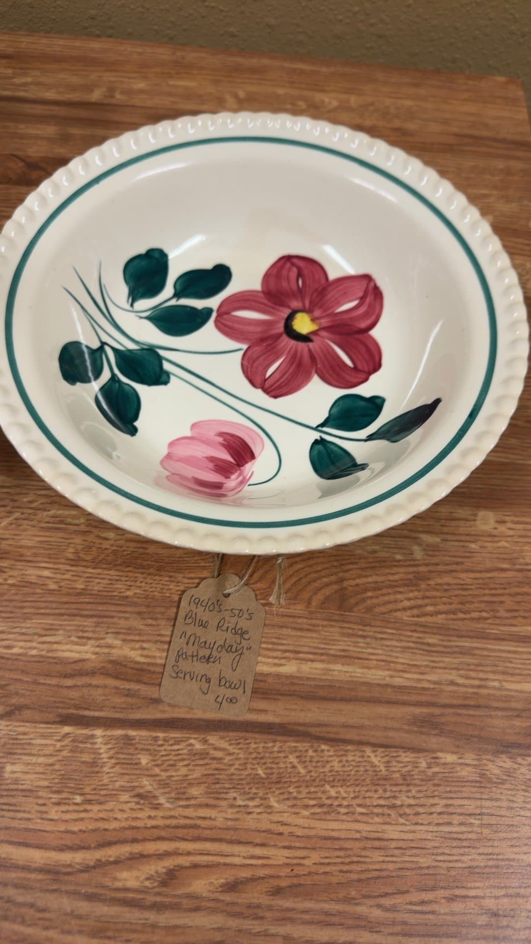 1940s-50s Blue Ridge 'Mayday' Pattern Serving Bowl - Image 1