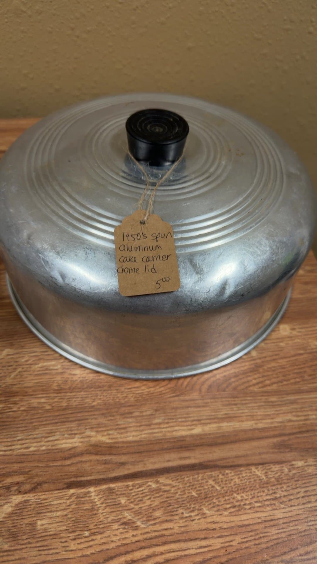 1950s Spun Aluminum Cake Carrier Dome Lid - Image 1