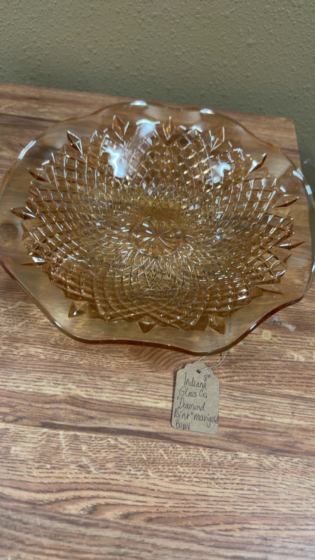 Indiana Glass Co. Diamond Point Marigold Bowl - Image 1