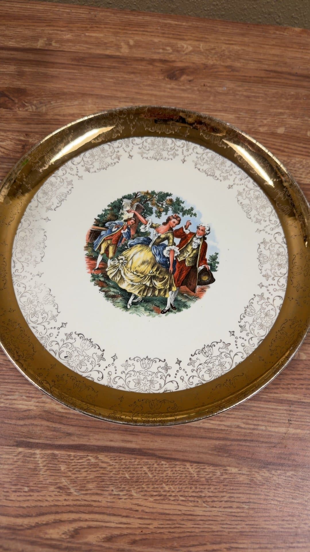 Vintage Decorative Earthenware Plate with Rococo Scene - Image 1