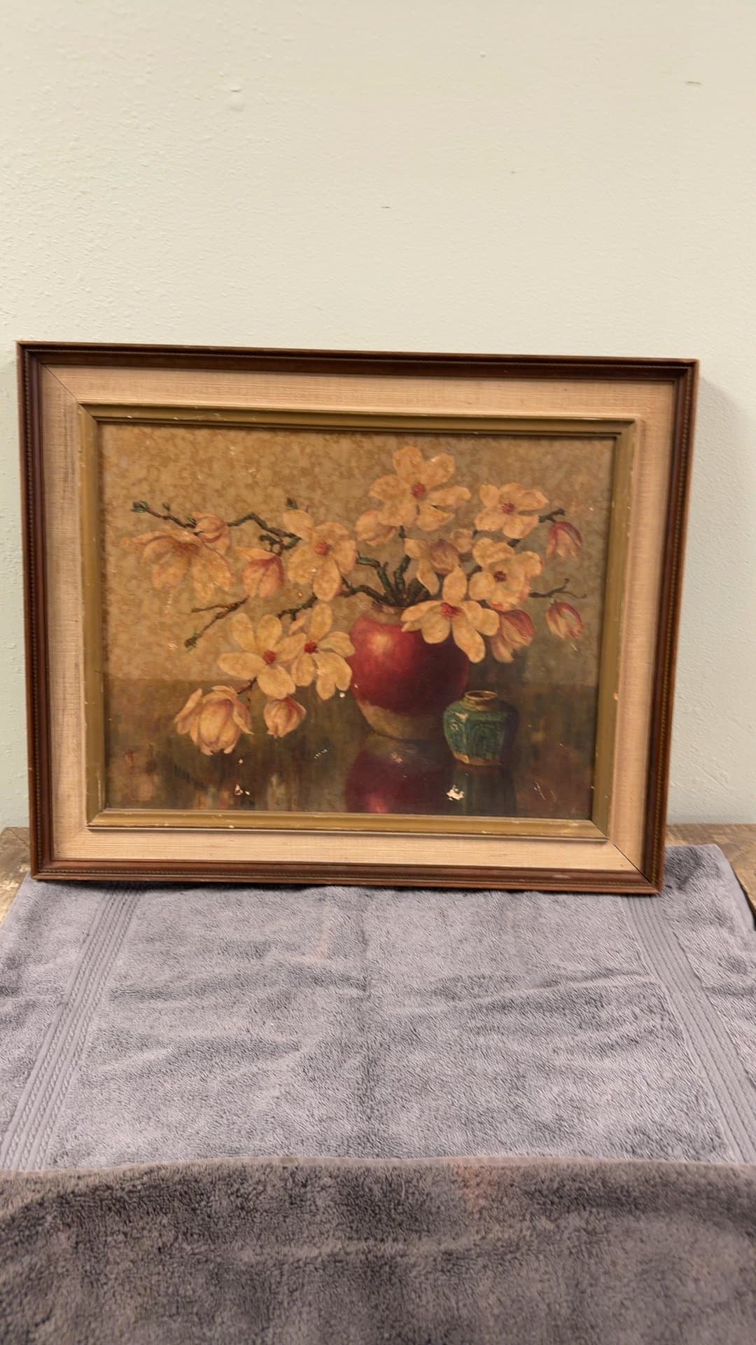 Framed Floral Still Life Painting - Image 1