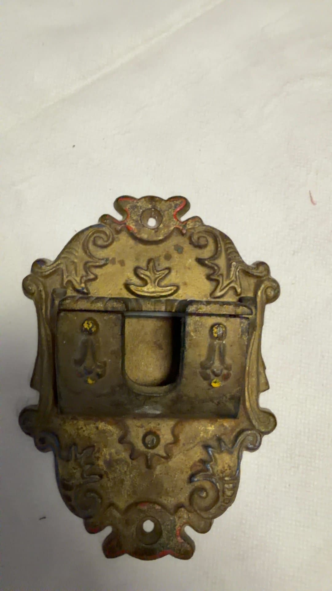 1930's to 50's Wilton Cast Iron Match Holder-Match Safe Hand Painted - Image 1