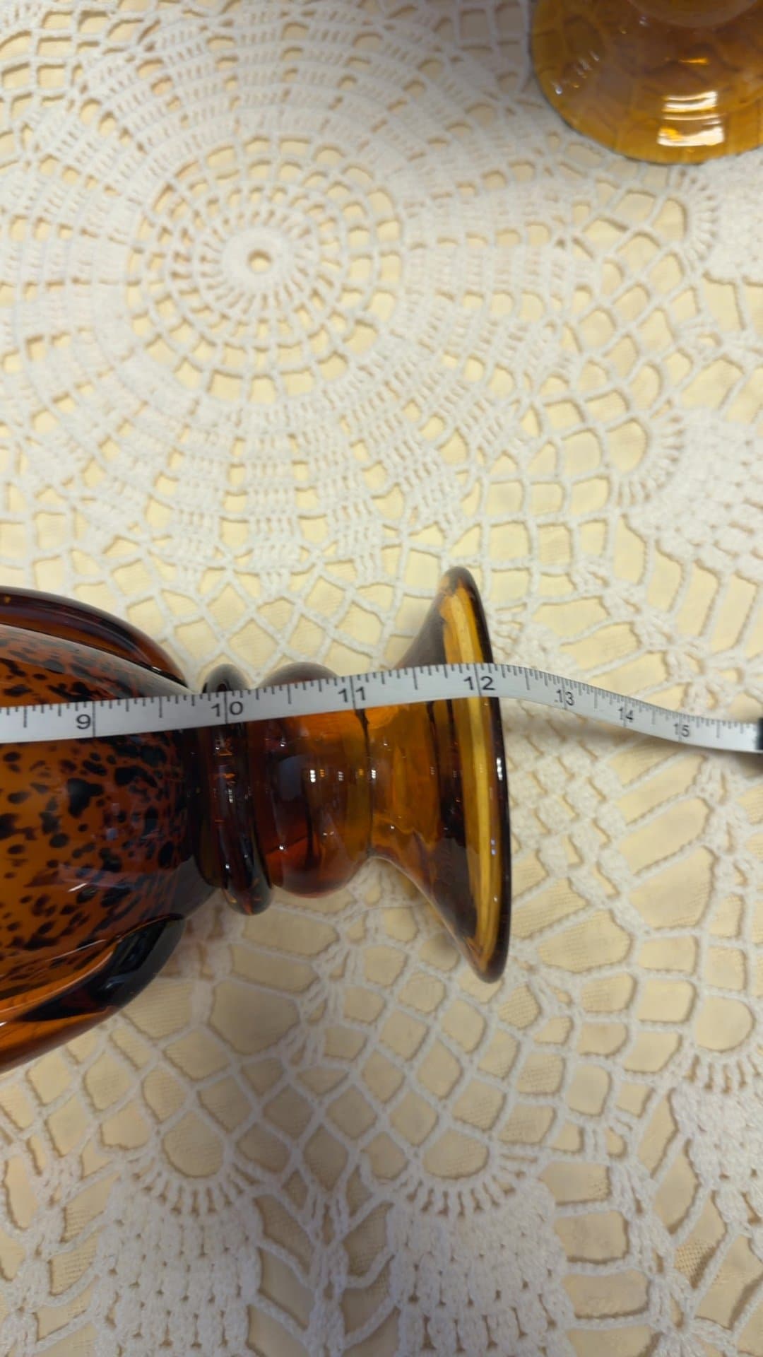Amber Glass Vase with Spotted Pattern - Image 1