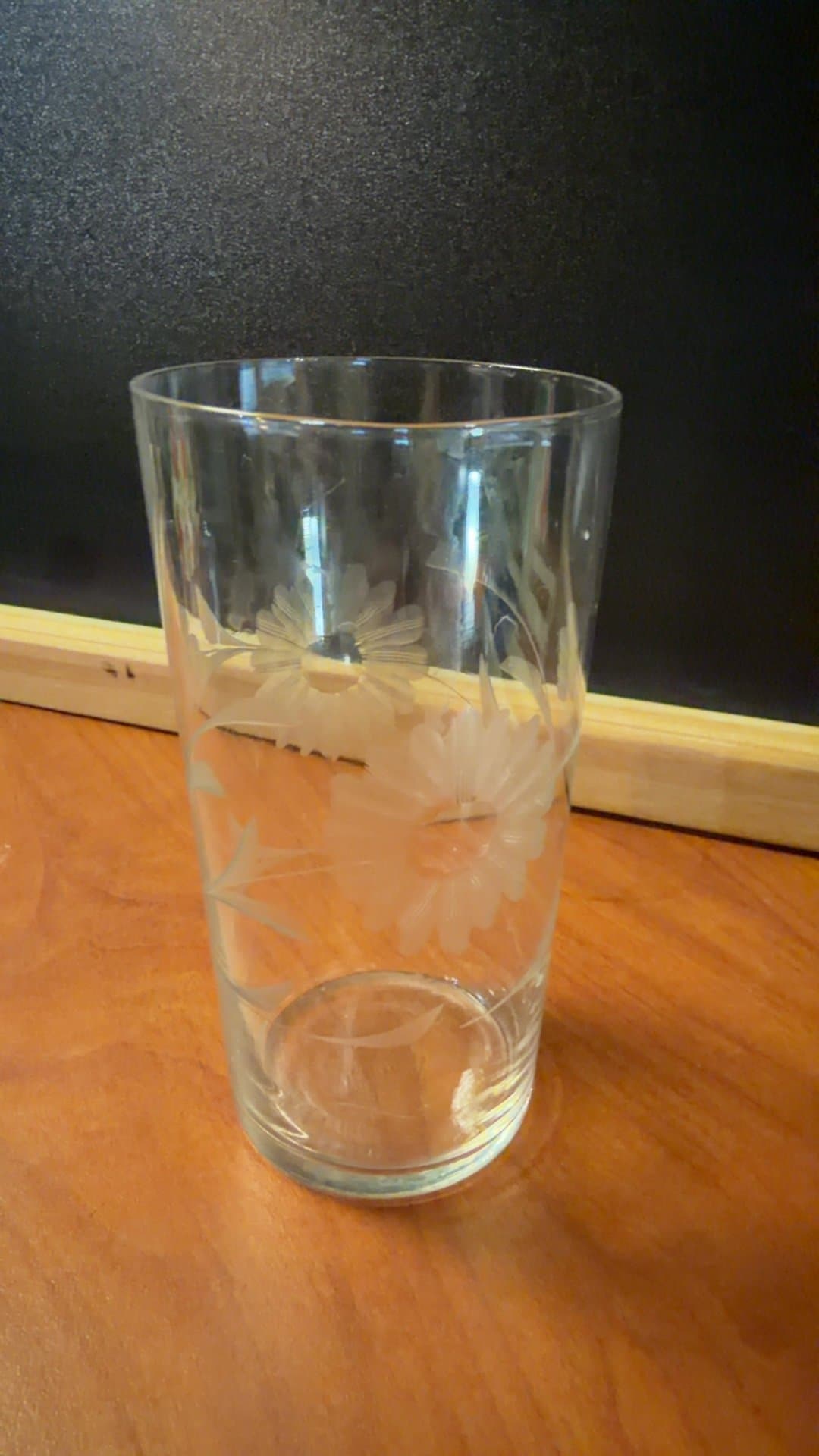 Vintage Floral Etched Glass Tumbler - Image 1