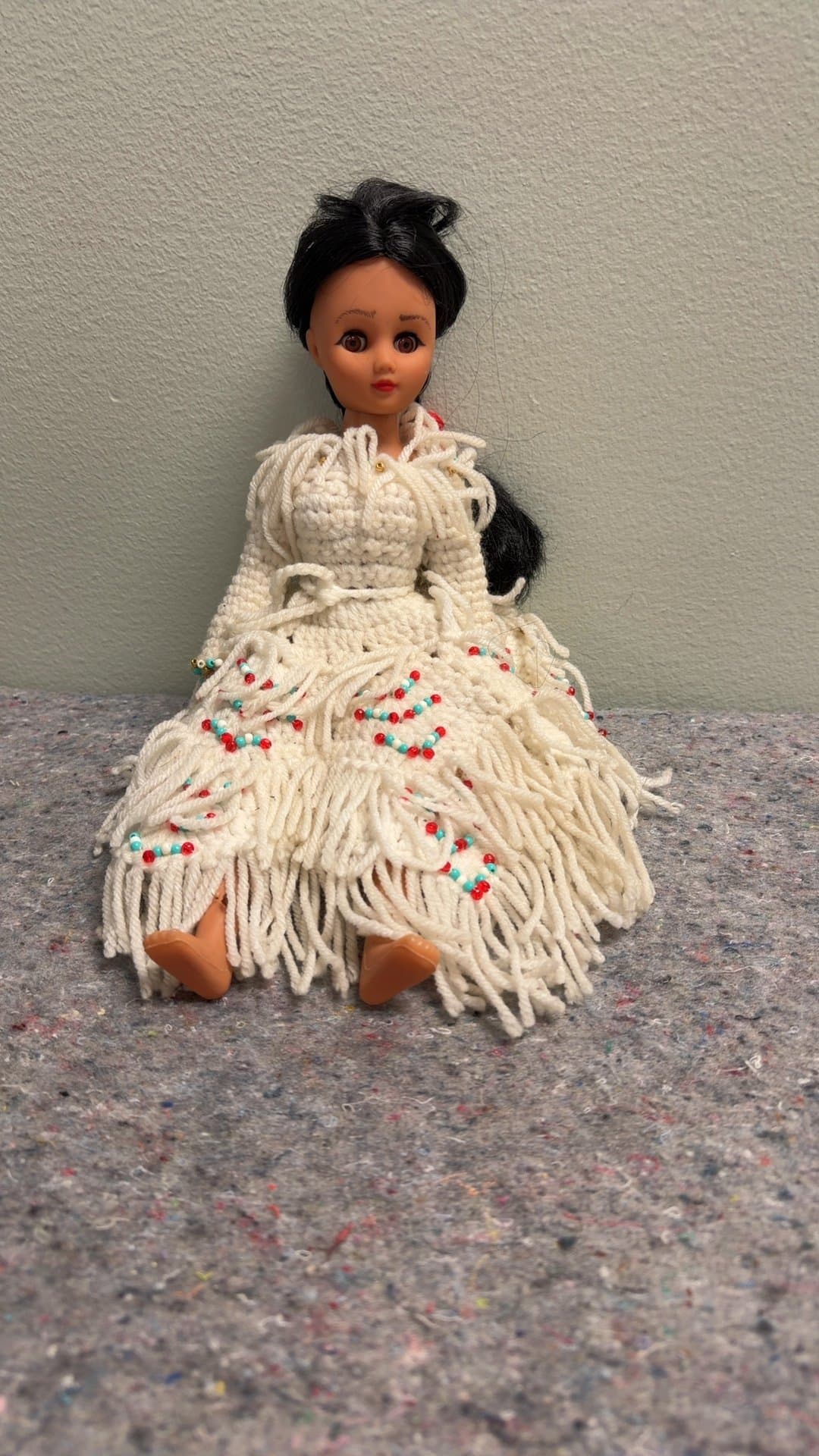 Vintage Doll with Crochet Dress - Image 1