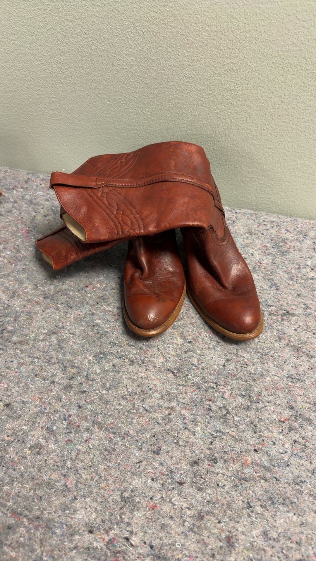 Vintage Brown Leather Cowboy Boots - Image 1