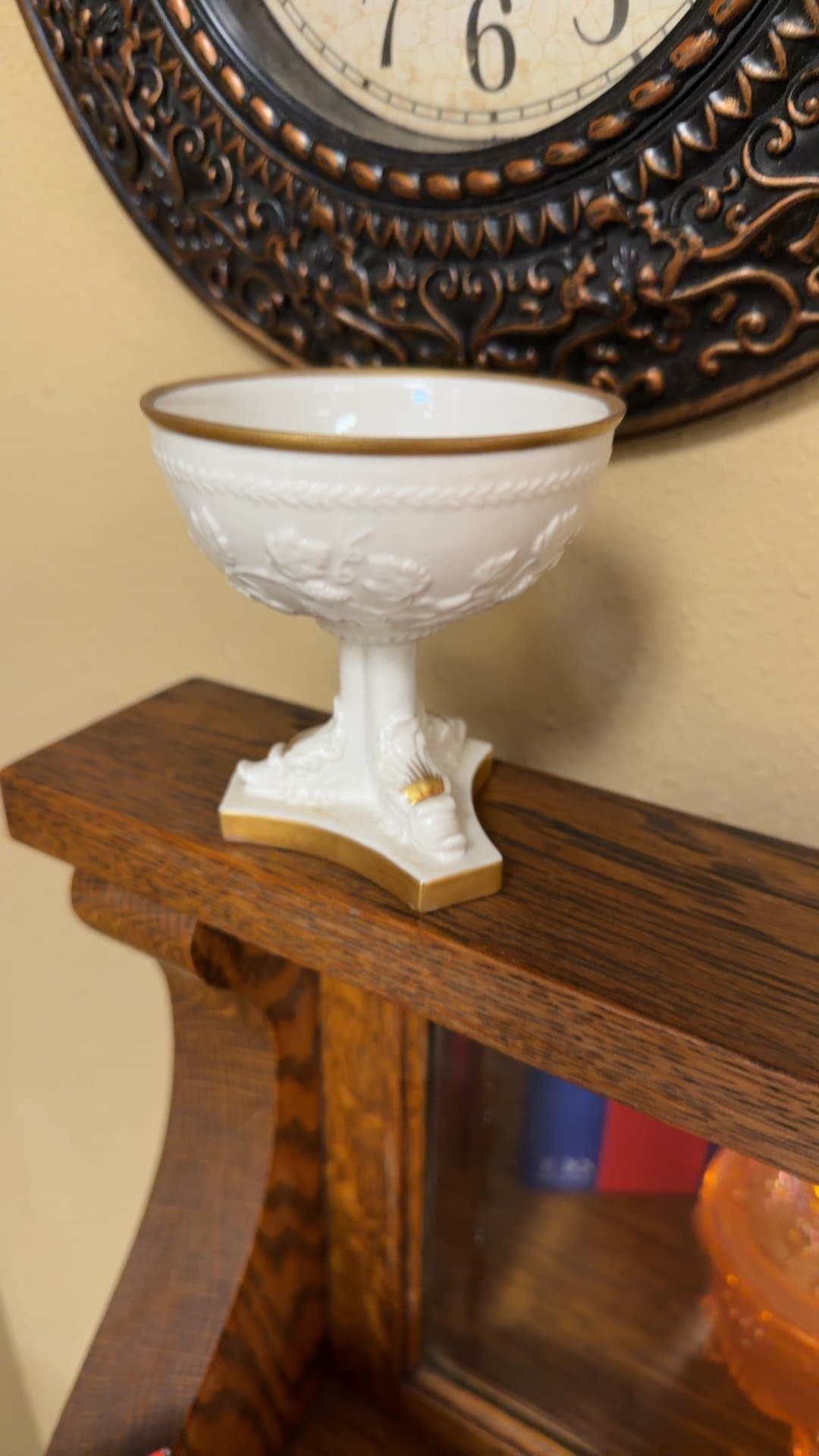Hand Painted Milk Glass Compote