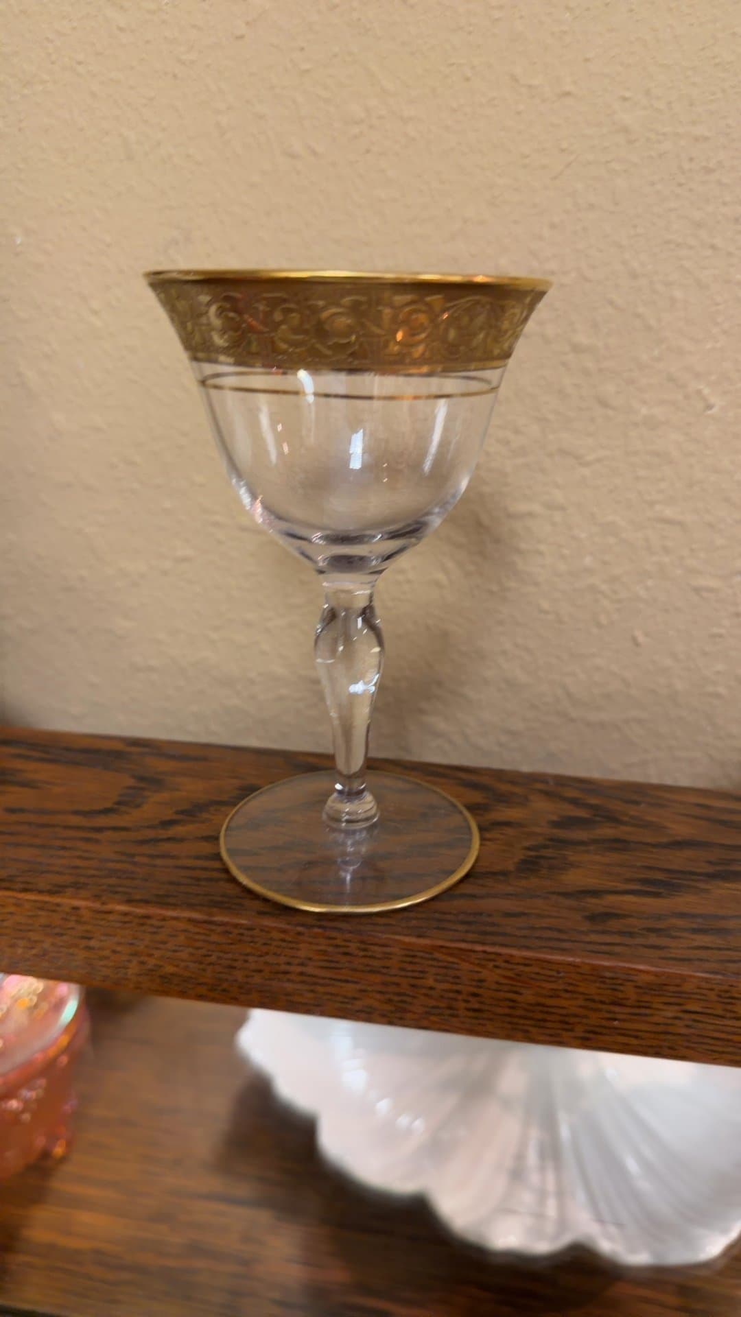 Vintage Gold Rimmed Champagne Glass - Image 1