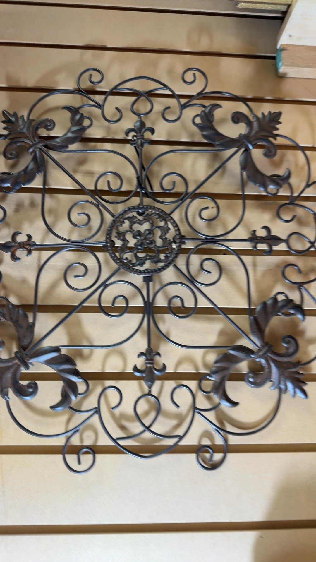 Wrought Iron Fleur-de-Lis Scroll Metal Wall Art Medallion - Image 1