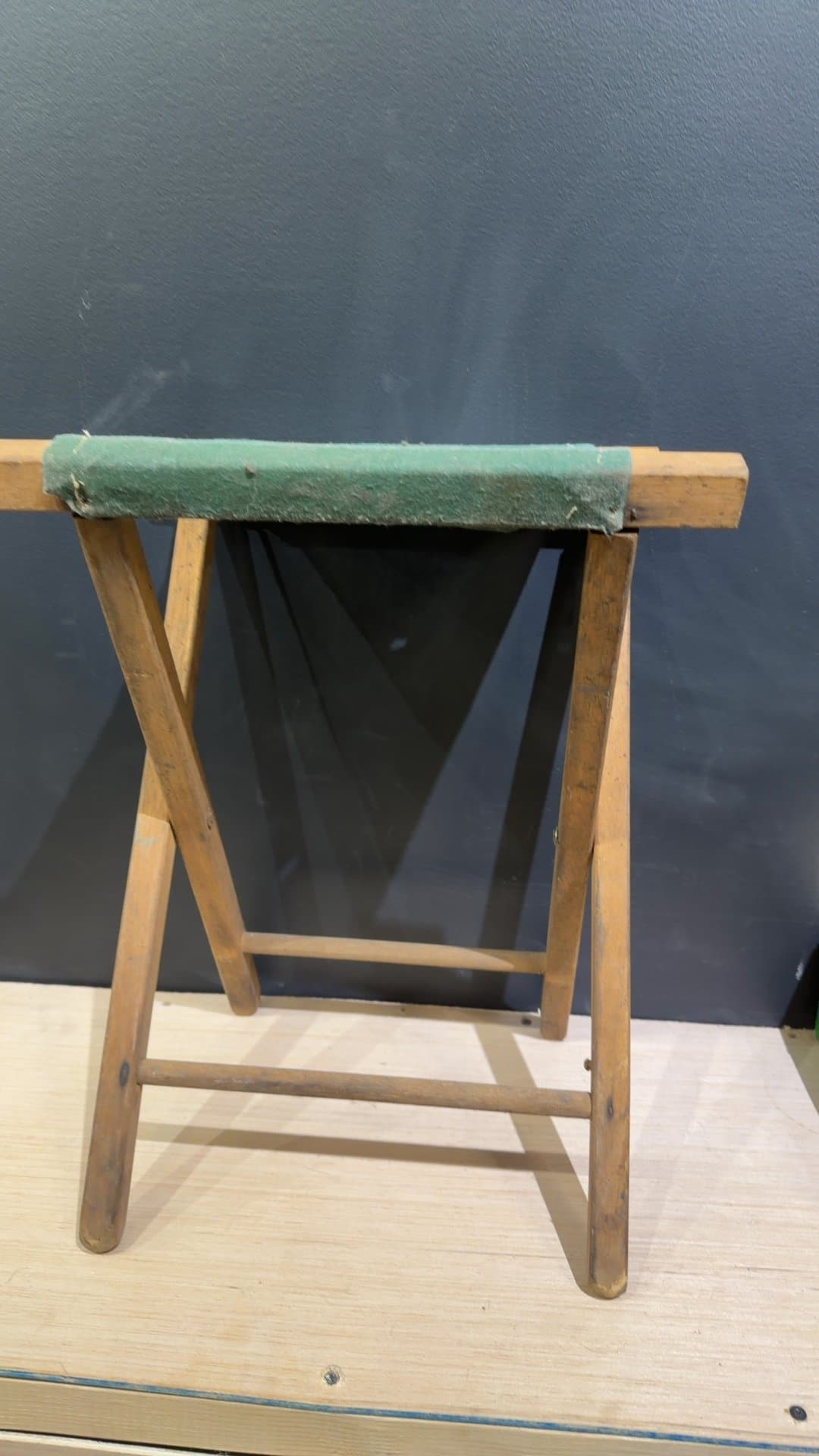 Vintage Wooden Folding Canvas Stool - Image 1