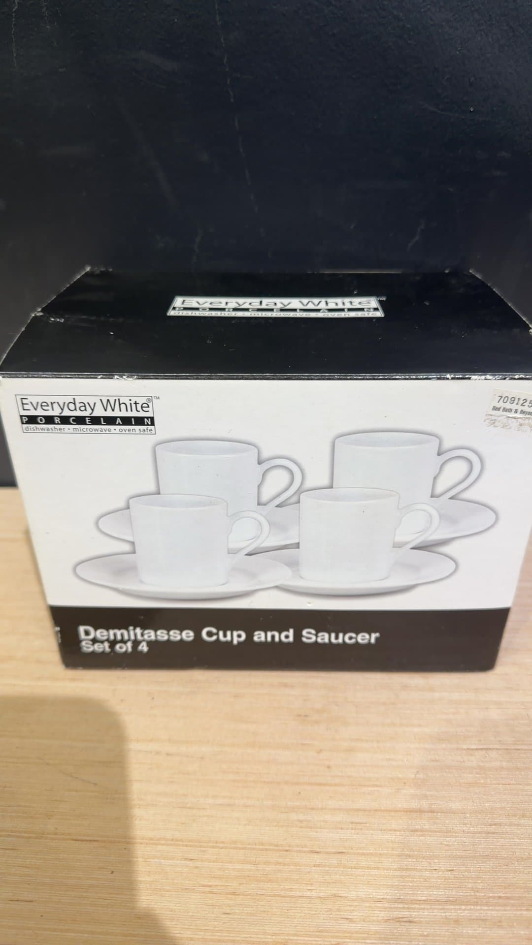 Everyday White Porcelain Demitasse Cup and Saucer Set of 4 - Image 1