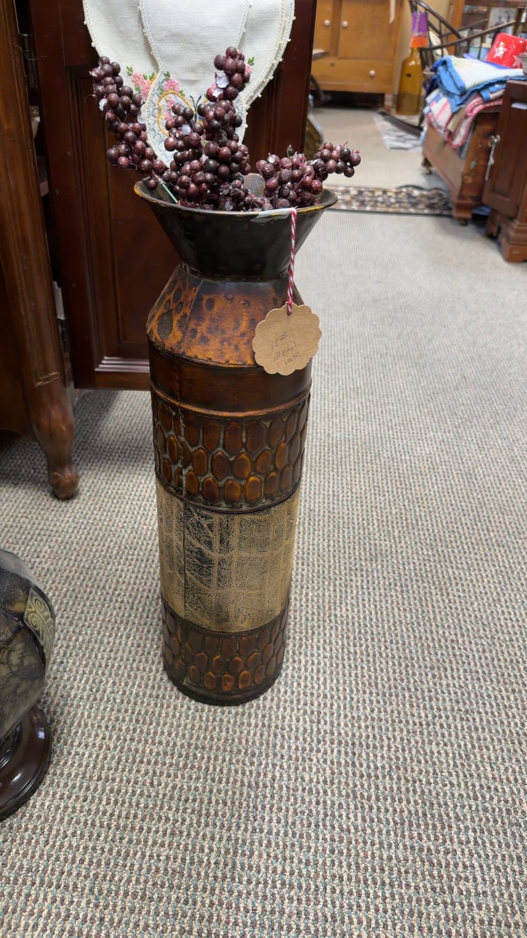 Tall Metal Decorative Vase - Image 1
