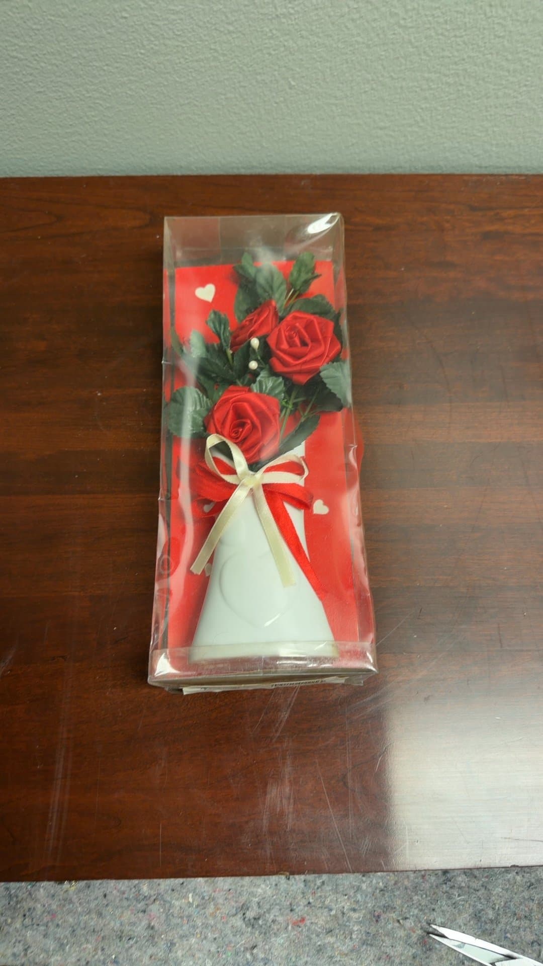 Artificial Red Roses in Vase Gift Set - Image 1
