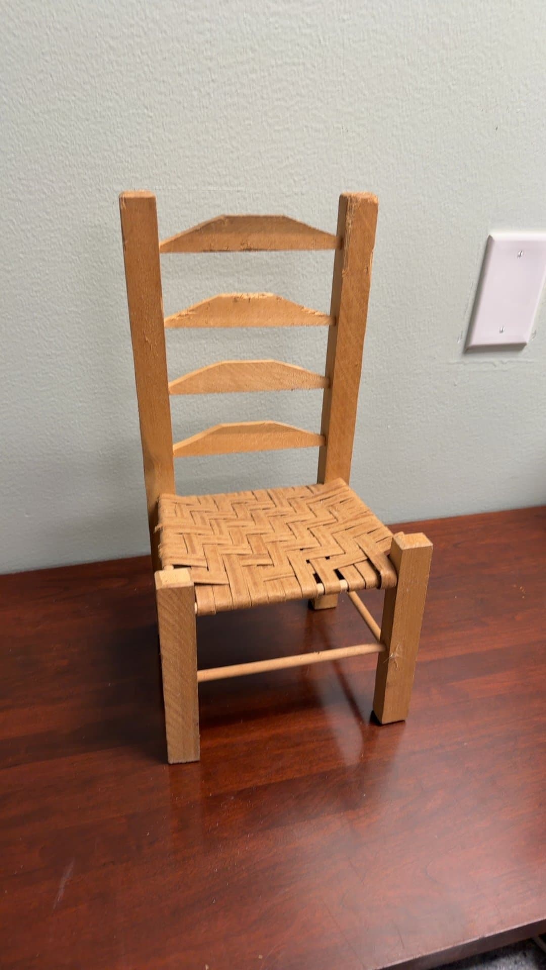 Miniature Wooden Ladder Back Chair - Image 1