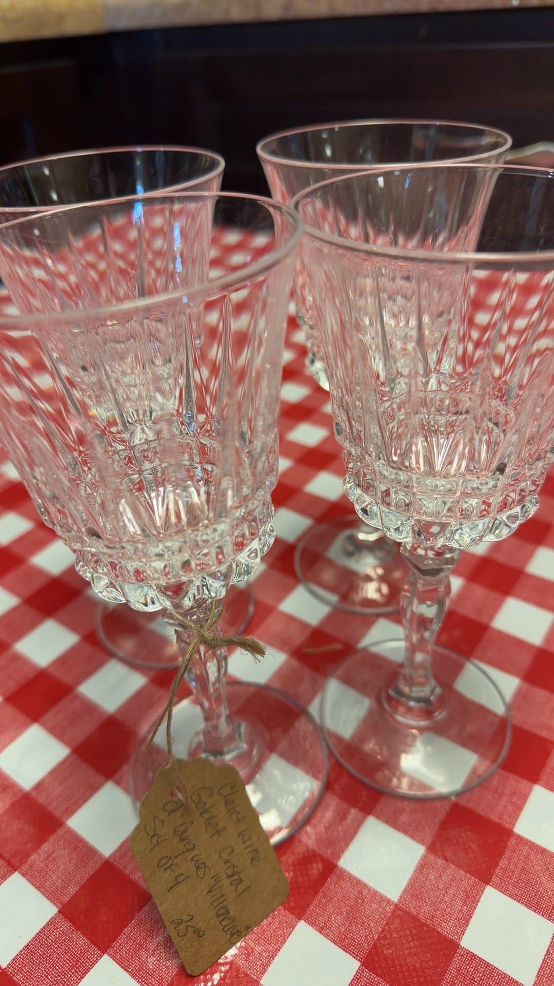 Vintage Crystal Wine Goblets Set of 4 - Image 1